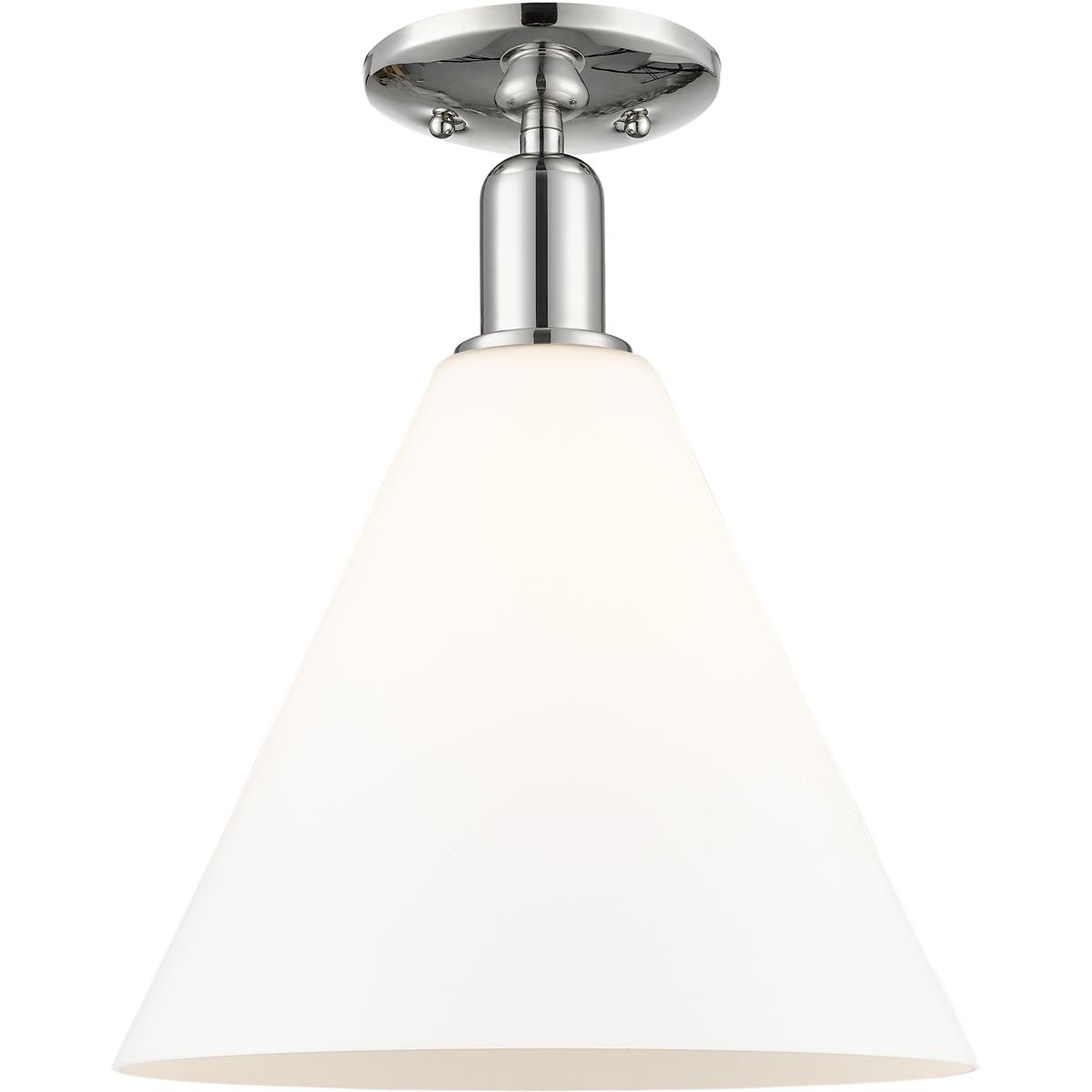 Innovations Lighting 716-1C-PN-GBC-121 Arcadia Berkshire Glass 1 Light 12 inch Polished Nickel Semi-Flush Mount Ceiling Light in Matte White