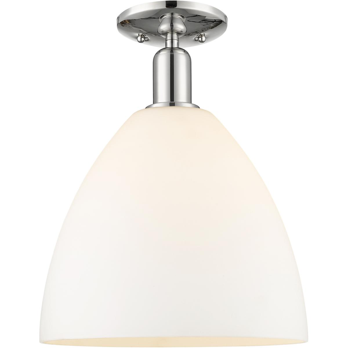 Innovations Lighting 716-1C-PN-GBD-121 Arcadia Bristol 1 Light 12 inch Polished Nickel Semi-Flush Mount Ceiling Light in Matte White