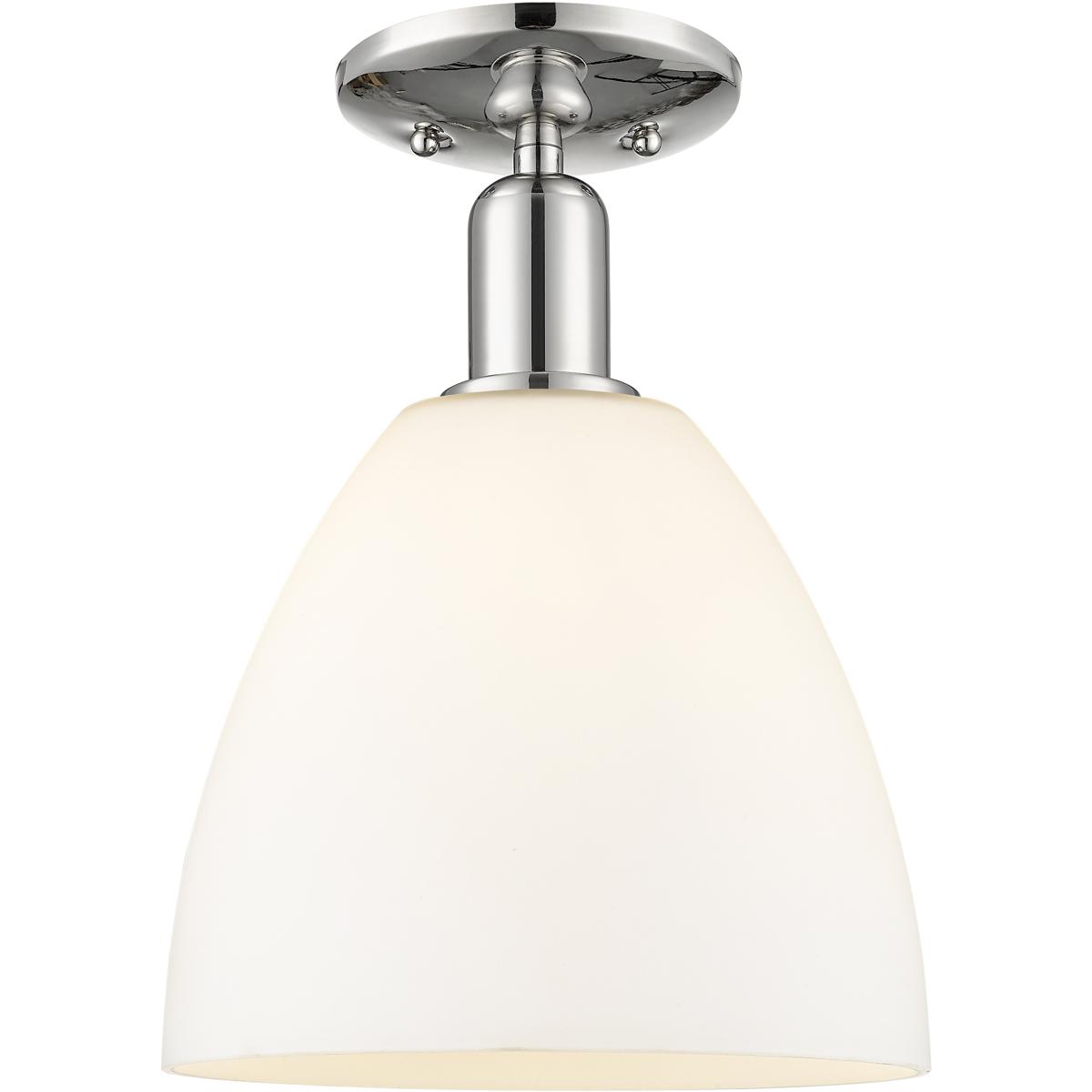 Innovations Lighting 716-1C-PN-GBD-91 Arcadia Bristol 1 Light 9 inch Polished Nickel Semi-Flush Mount Ceiling Light in Matte White