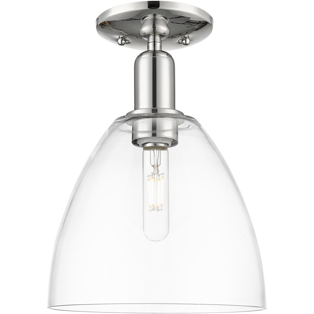 Innovations Lighting 716-1C-PN-GBD-92 Arcadia Bristol 1 Light 9 inch Polished Nickel Semi-Flush Mount Ceiling Light in Clear