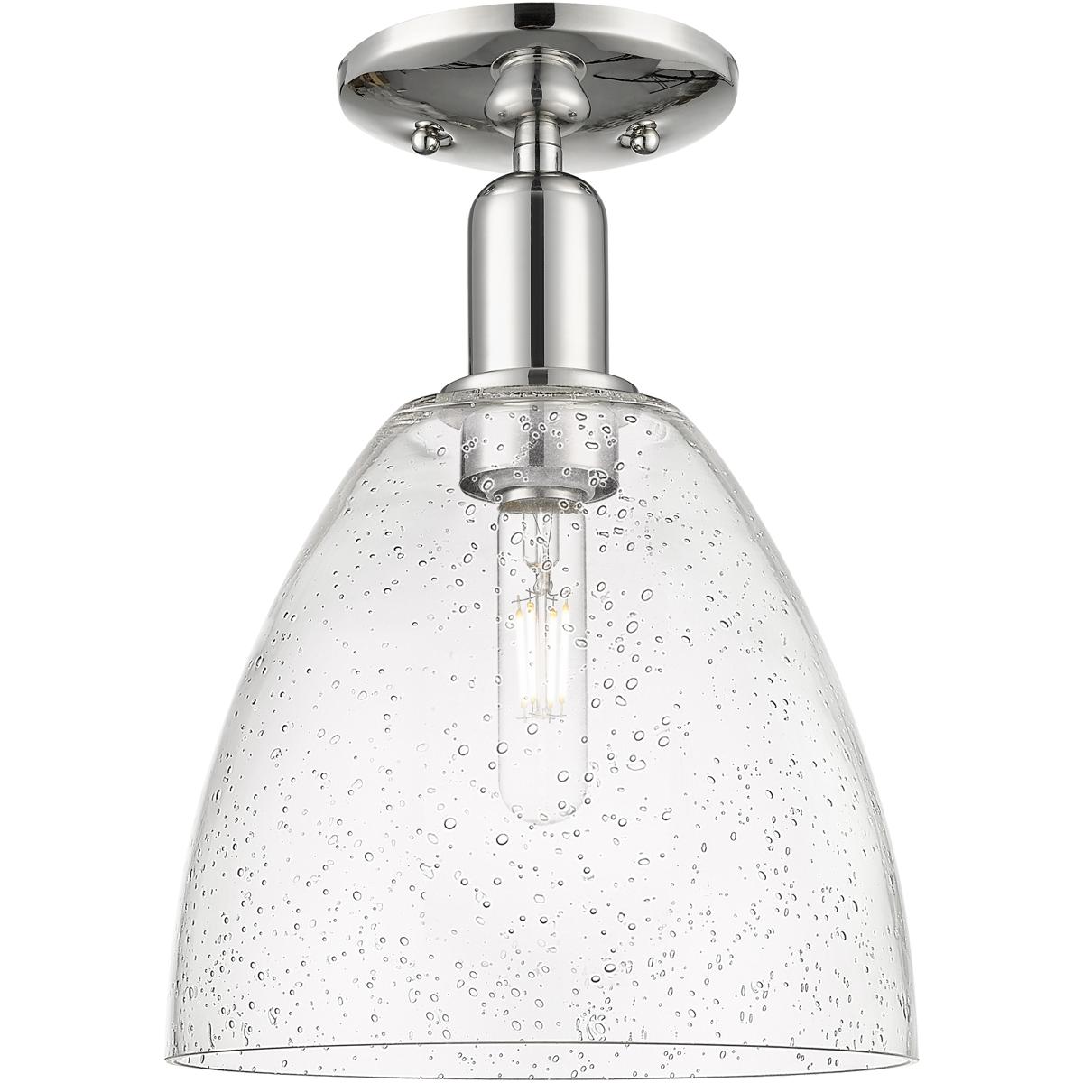 Innovations Lighting 716-1C-PN-GBD-94 Arcadia Bristol 1 Light 9 inch Polished Nickel Semi-Flush Mount Ceiling Light in Seedy