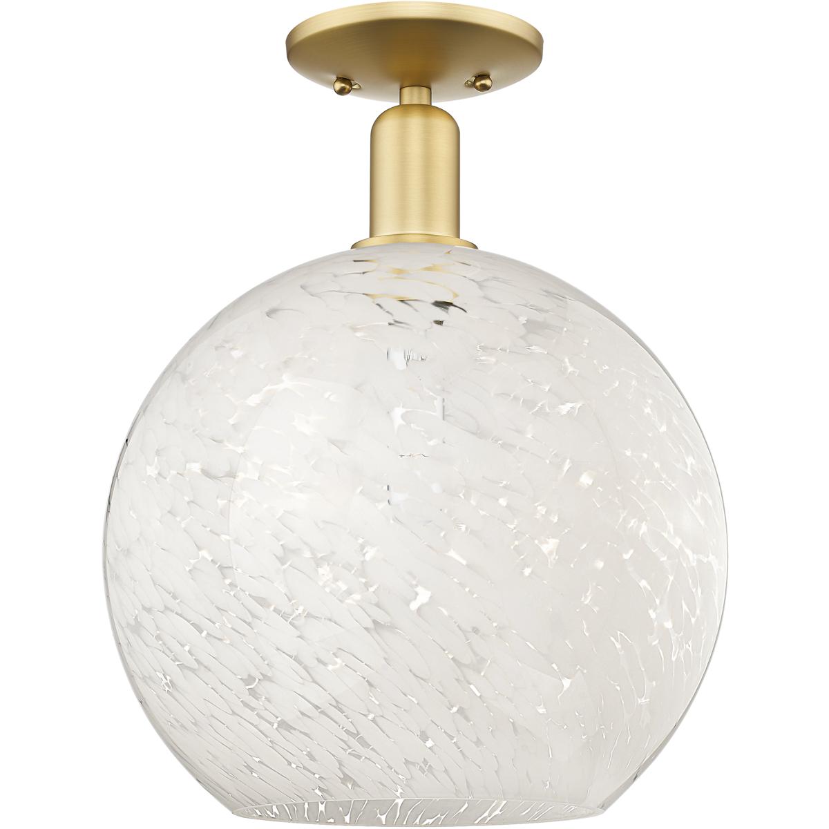 Innovations Lighting 716-1C-SG-G1216-12WM Arcadia White Mouchette 1 Light 12 inch Satin Gold Semi-Flush Mount Ceiling Light