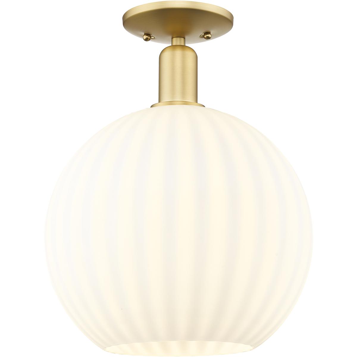 Innovations Lighting 716-1C-SG-G1217-12WV Arcadia White Venetian 1 Light 12 inch Satin Gold Semi-Flush Mount Ceiling Light
