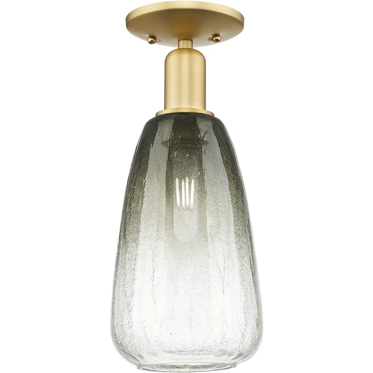 Innovations Lighting 716-1C-SG-G480-6SL Brookhaven Almond 1 Light 6 inch Satin Gold Semi-Flush Mount Ceiling Light in Slate Glass