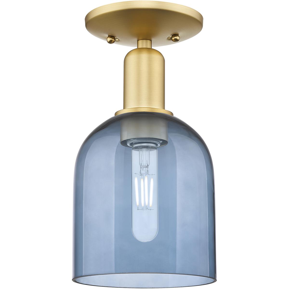 Innovations Lighting 716-1C-SG-G558-6BL Arcadia Bella 1 Light 5.5 inch Satin Gold Semi-Flush Mount Ceiling Light in Blue