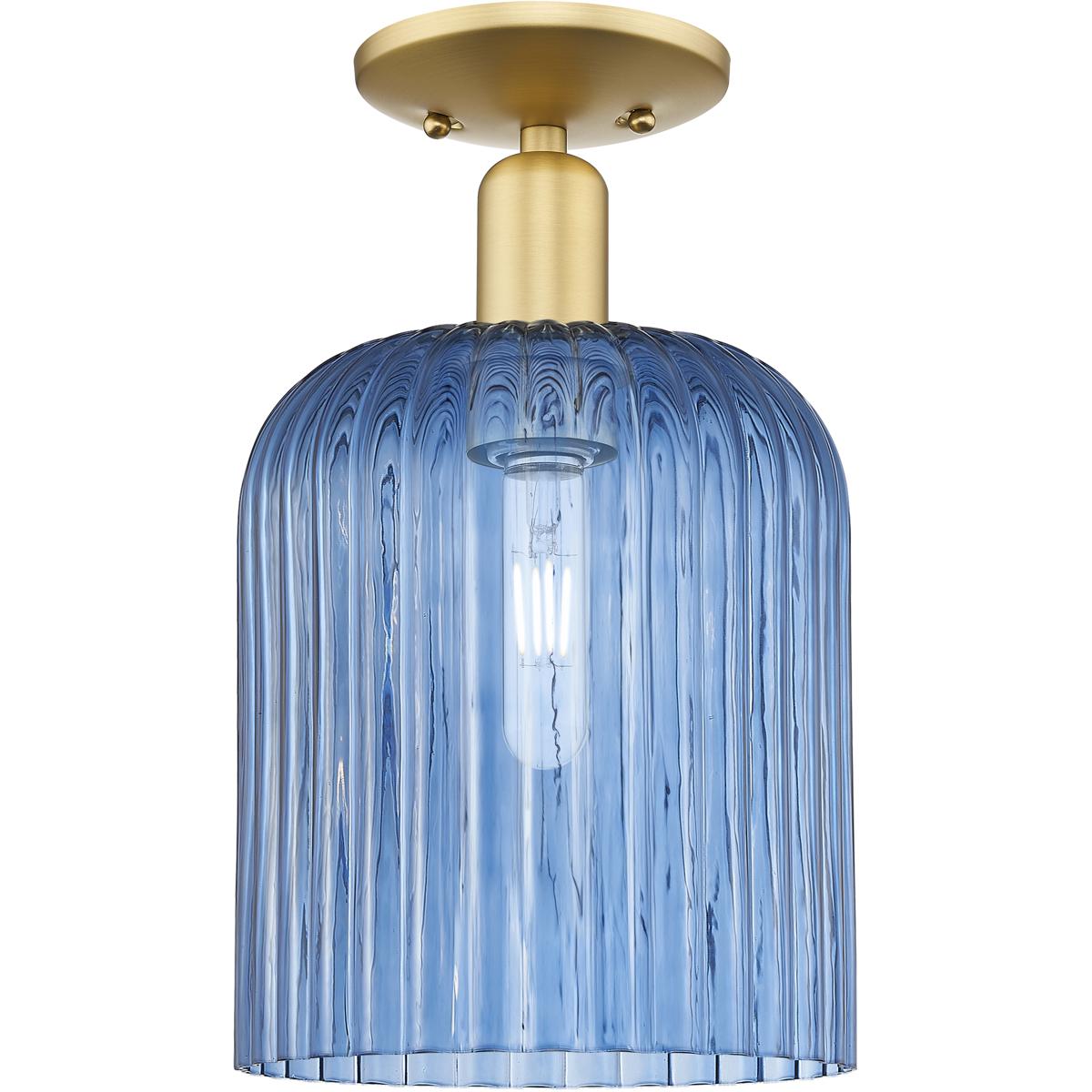 Innovations Lighting 716-1C-SG-G559-8BL Arcadia Bridal Veil 1 Light 8 inch Satin Gold Semi-Flush Mount Ceiling Light in Blue