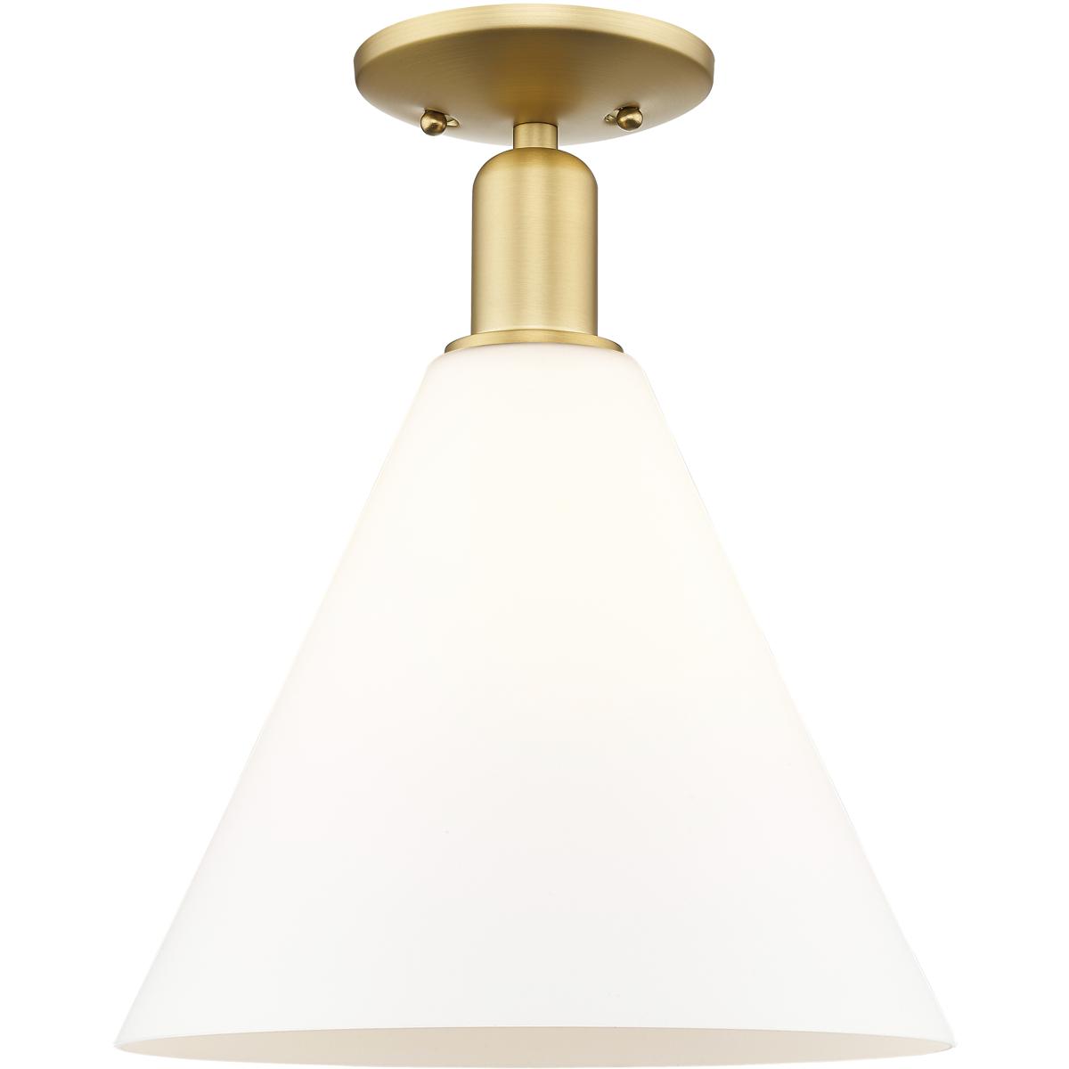Innovations Lighting 716-1C-SG-GBC-121 Arcadia Berkshire Glass 1 Light 12 inch Satin Gold Semi-Flush Mount Ceiling Light in Matte White