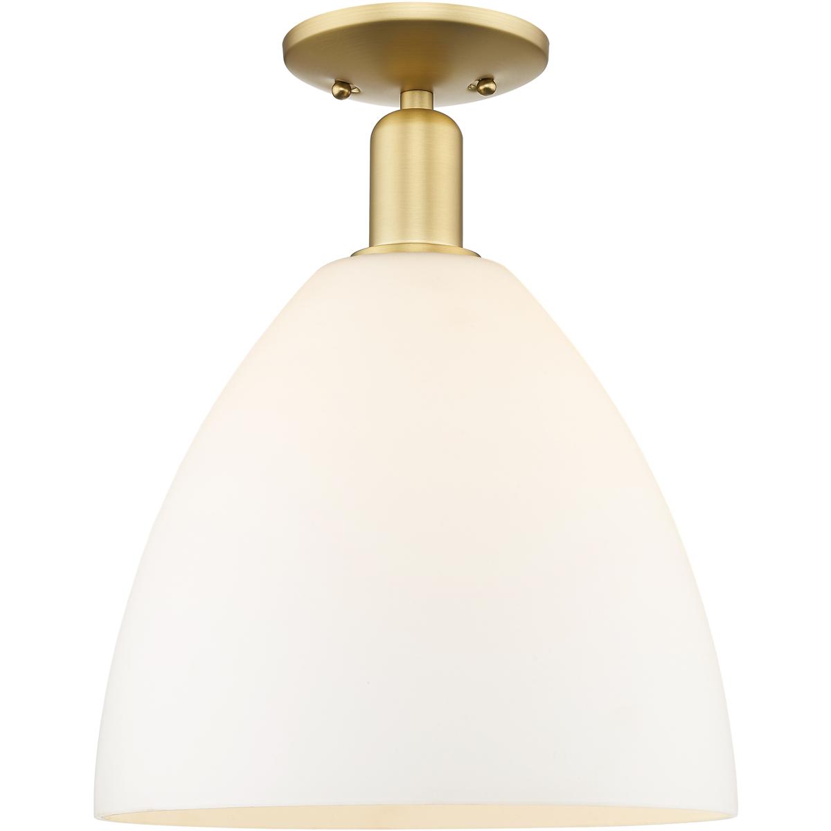 Innovations Lighting 716-1C-SG-GBD-121 Arcadia Bristol 1 Light 12 inch Satin Gold Semi-Flush Mount Ceiling Light in Matte White