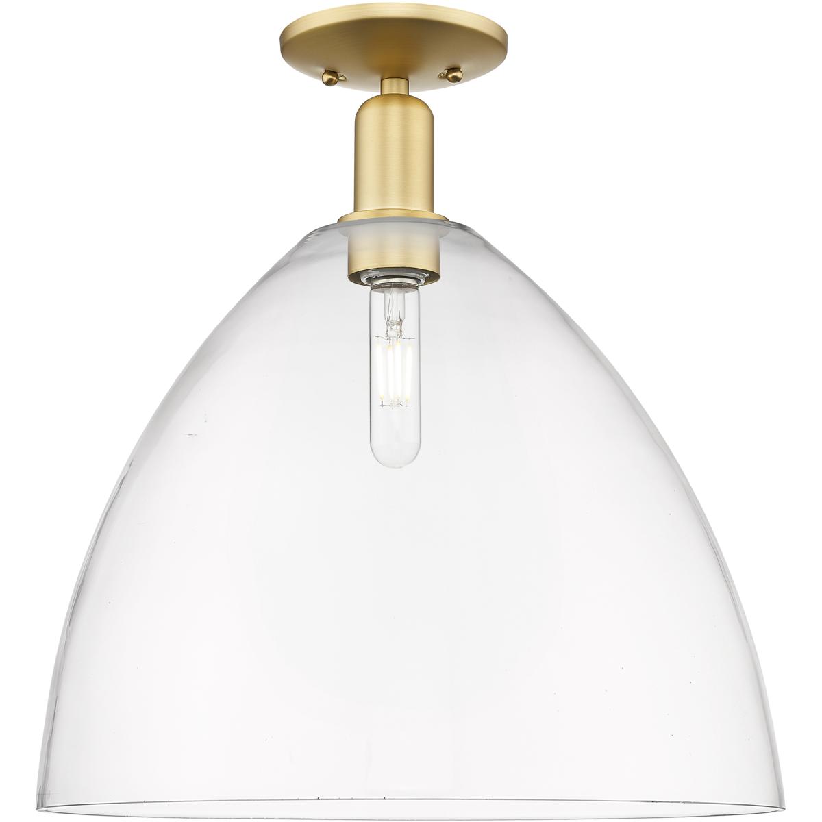 Innovations Lighting 716-1C-SG-GBD-162 Arcadia Bristol 1 Light 16 inch Satin Gold Semi-Flush Mount Ceiling Light in Clear