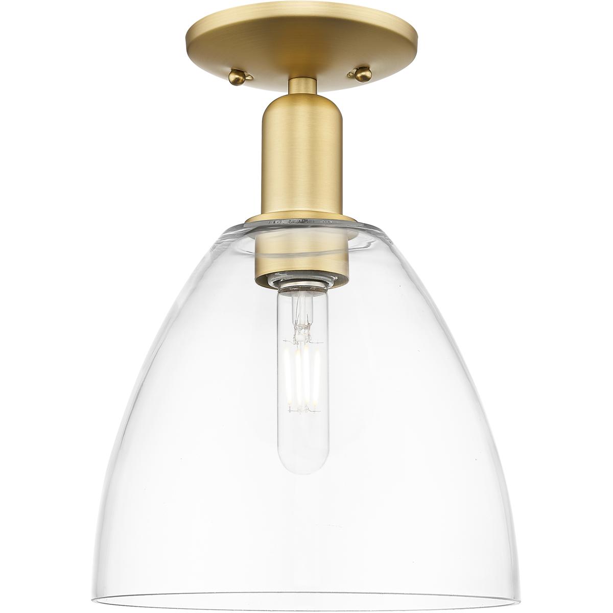 Innovations Lighting 716-1C-SG-GBD-92 Arcadia Bristol 1 Light 9 inch Satin Gold Semi-Flush Mount Ceiling Light in Clear