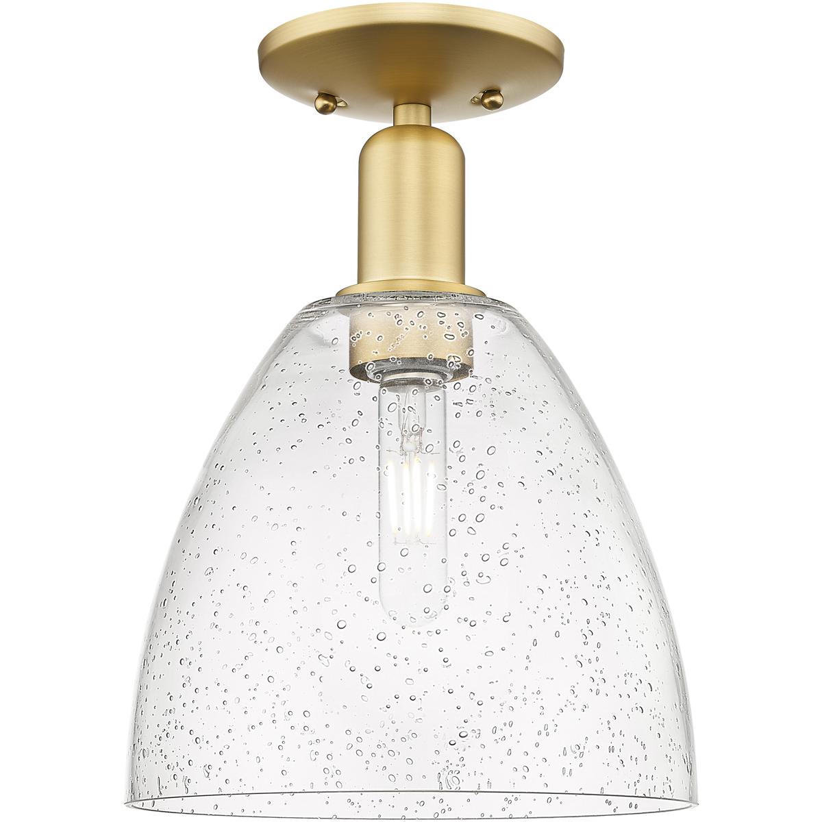 Innovations Lighting 716-1C-SG-GBD-94 Arcadia Bristol 1 Light 9 inch Satin Gold Semi-Flush Mount Ceiling Light in Seedy