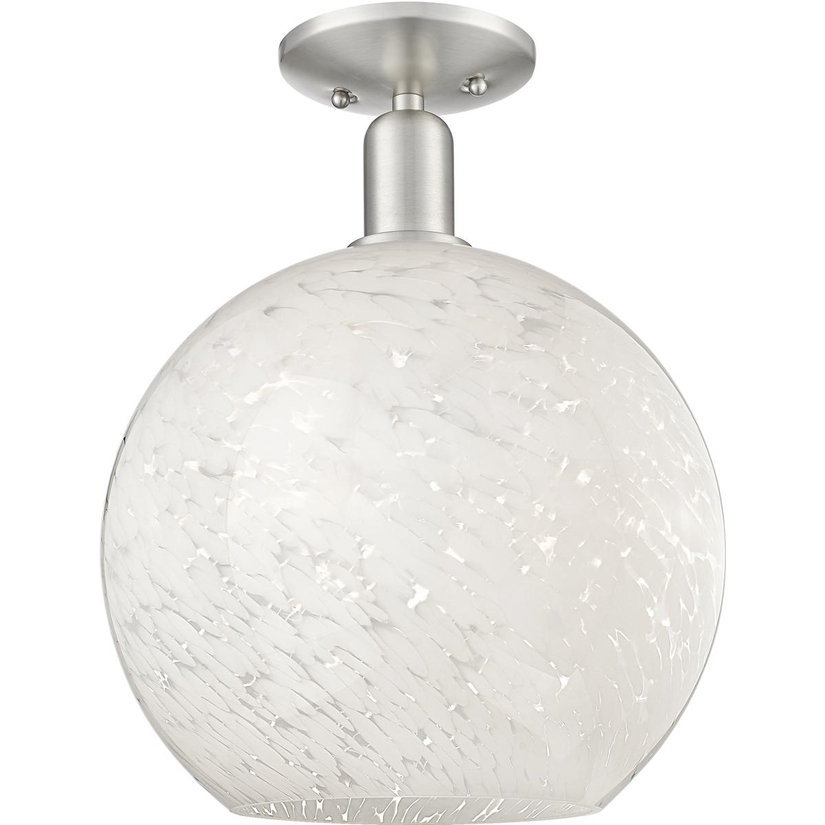 Innovations Lighting 716-1C-SN-G1216-12WM Arcadia White Mouchette 1 Light 12 inch Brushed Satin Nickel Semi-Flush Mount Ceiling Light