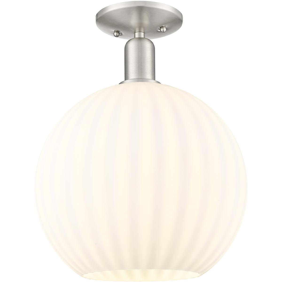 Innovations Lighting 716-1C-SN-G1217-12WV Arcadia White Venetian 1 Light 12 inch Brushed Satin Nickel Semi-Flush Mount Ceiling Light