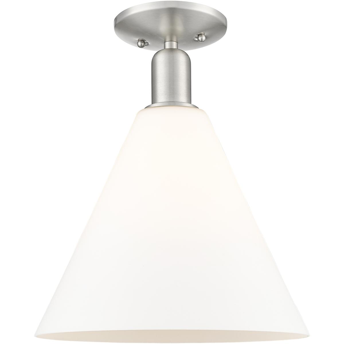 Innovations Lighting 716-1C-SN-GBC-121 Arcadia Berkshire Glass 1 Light 12 inch Brushed Satin Nickel Semi-Flush Mount Ceiling Light in Matte White