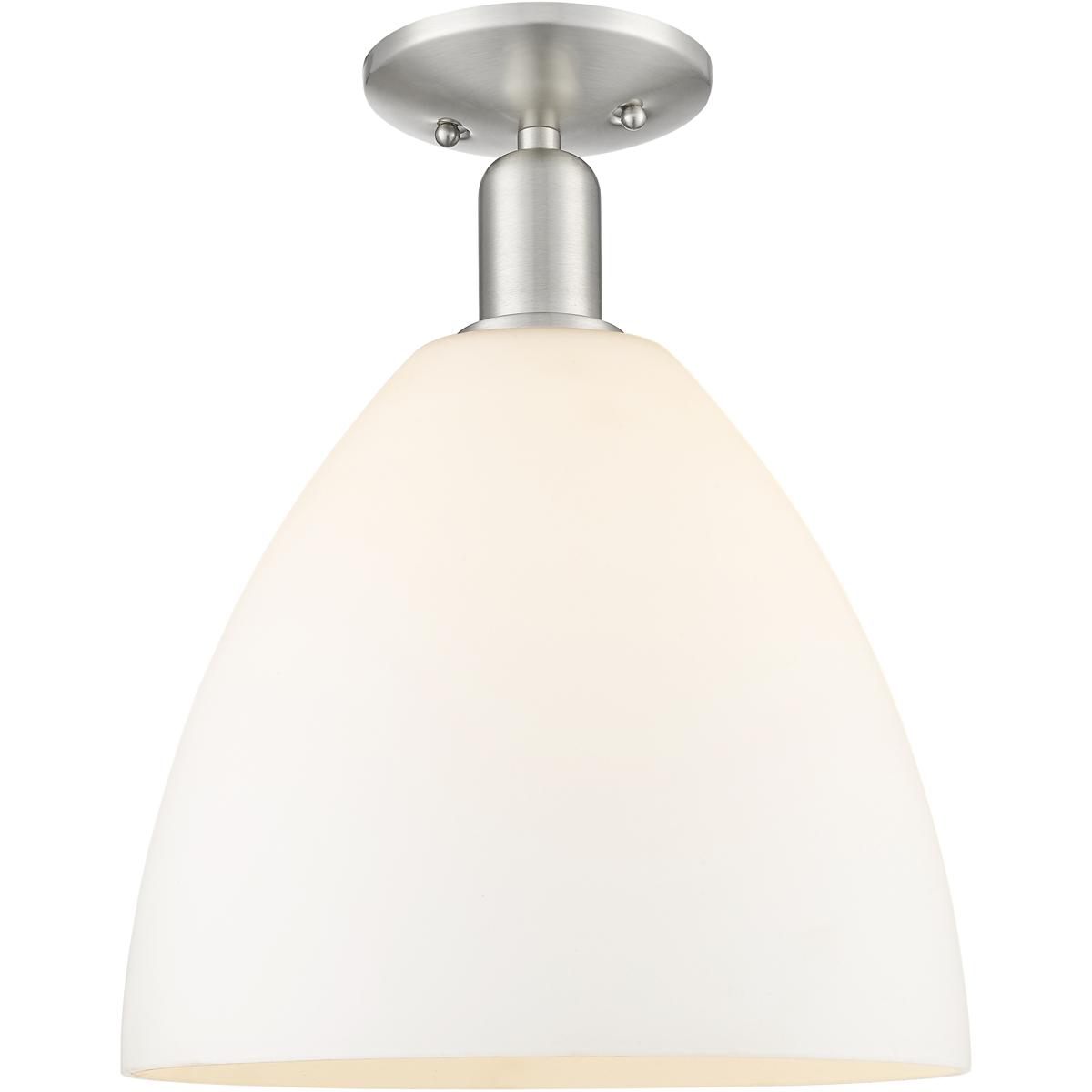 Innovations Lighting 716-1C-SN-GBD-121 Arcadia Bristol 1 Light 12 inch Brushed Satin Nickel Semi-Flush Mount Ceiling Light in Matte White