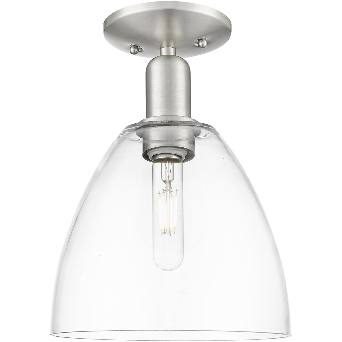 Innovations Lighting 716-1C-SN-GBD-92 Arcadia Bristol 1 Light 9 inch Brushed Satin Nickel Semi-Flush Mount Ceiling Light in Clear