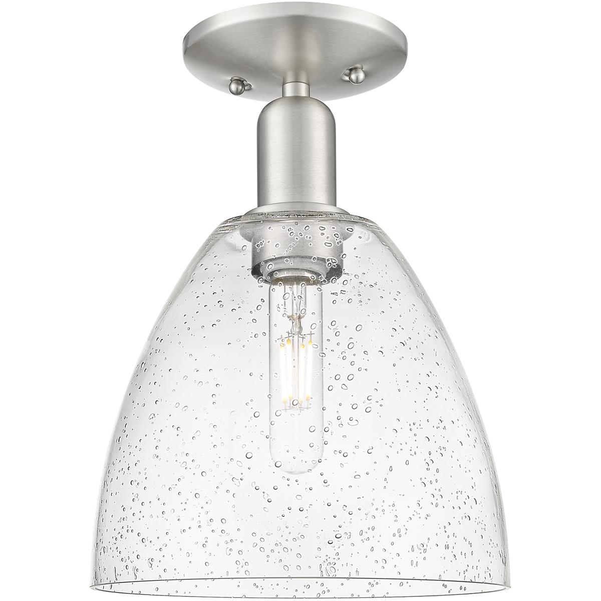 Innovations Lighting 716-1C-SN-GBD-94 Arcadia Bristol 1 Light 9 inch Brushed Satin Nickel Semi-Flush Mount Ceiling Light in Seedy