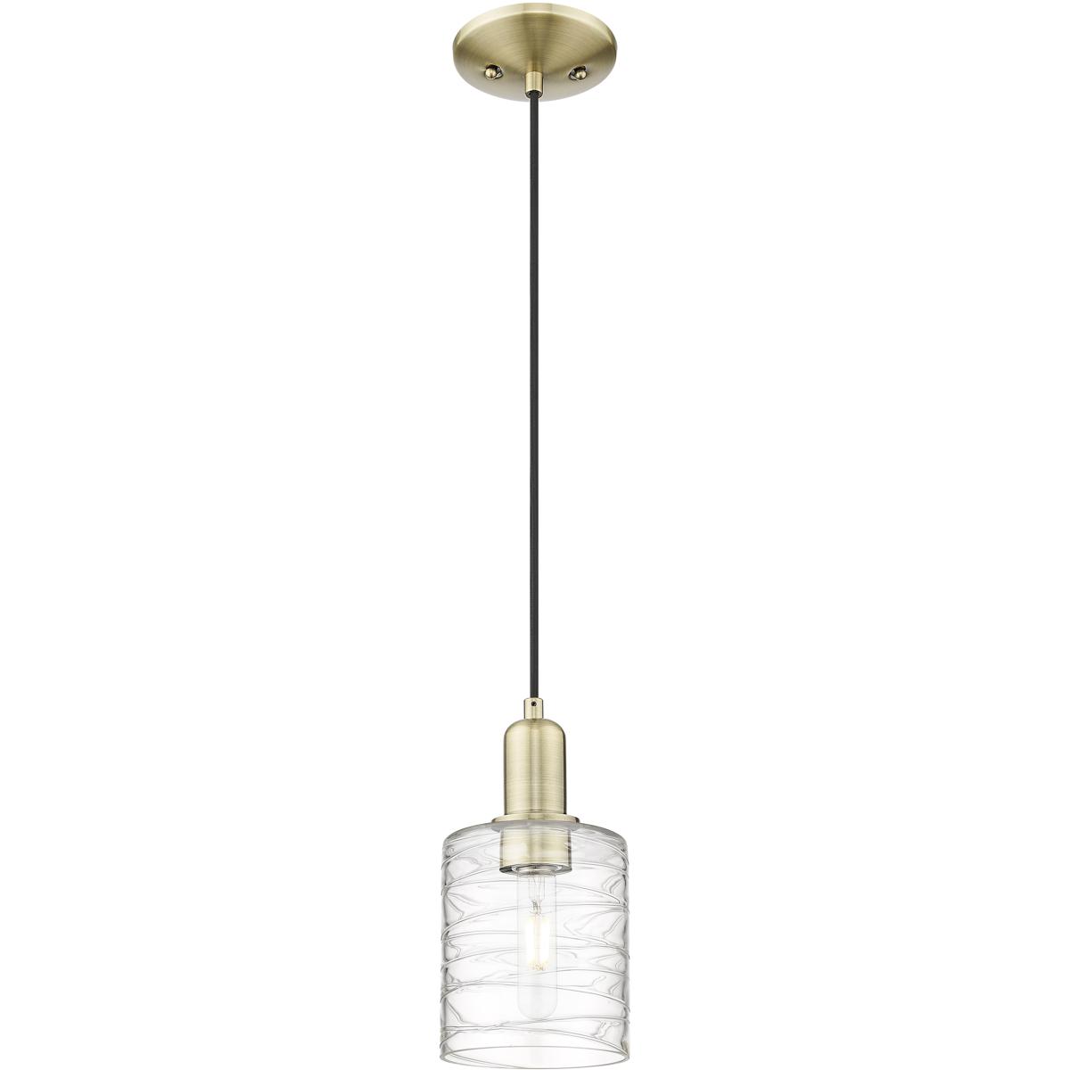 Innovations Lighting 716-1P-AB-G1113 Arcadia Cobbleskill 1 Light 5 inch Antique Brass Mini Pendant Ceiling Light in Deco Swirl