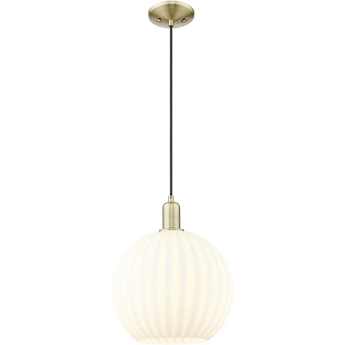 Innovations Lighting 716-1P-AB-G1217-12WV Arcadia White Venetian 1 Light 12 inch Antique Brass Mini Pendant Ceiling Light