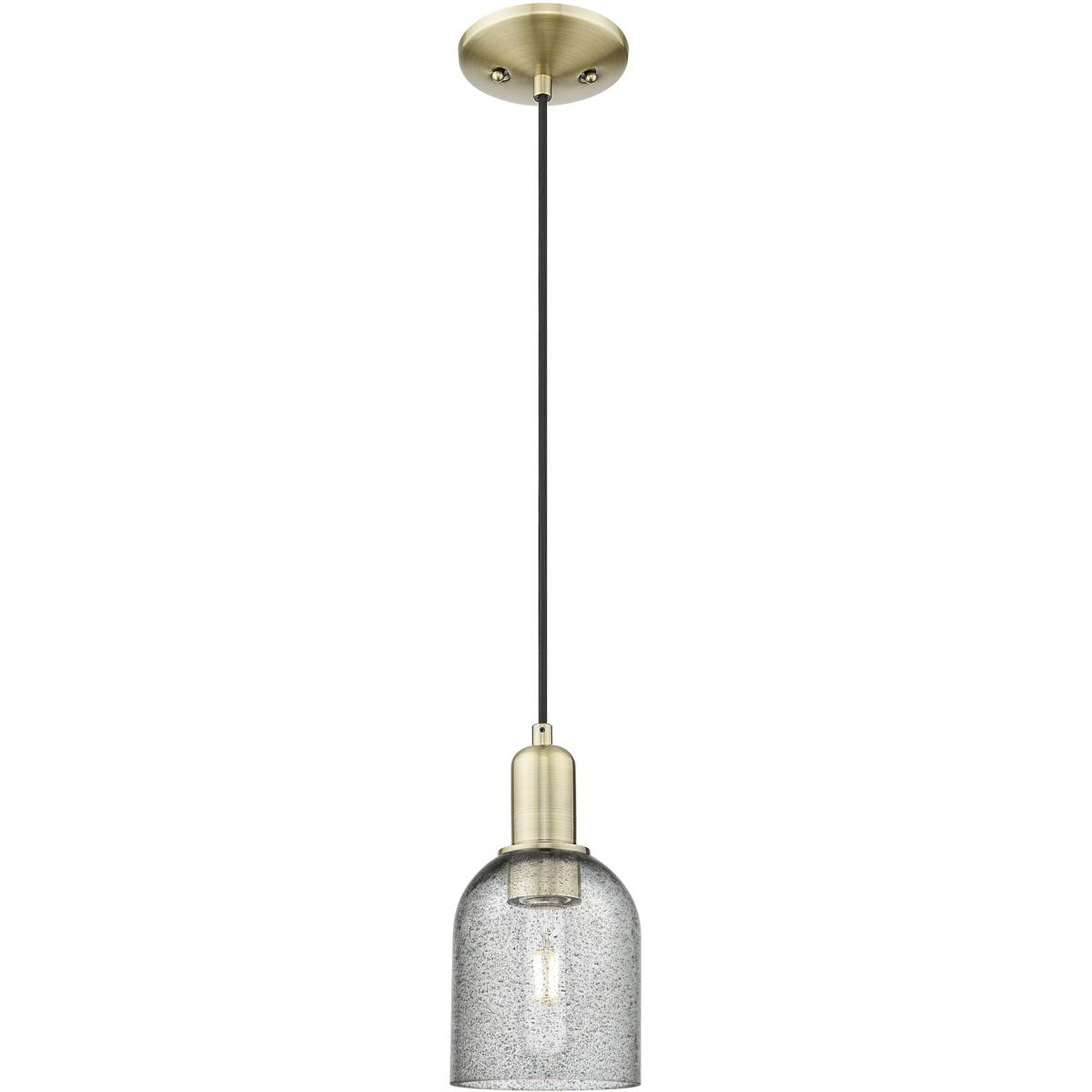 Innovations Lighting 716-1P-AB-G257 Arcadia Caledonia 1 Light 5 inch Antique Brass Mini Pendant Ceiling Light in Charcoal