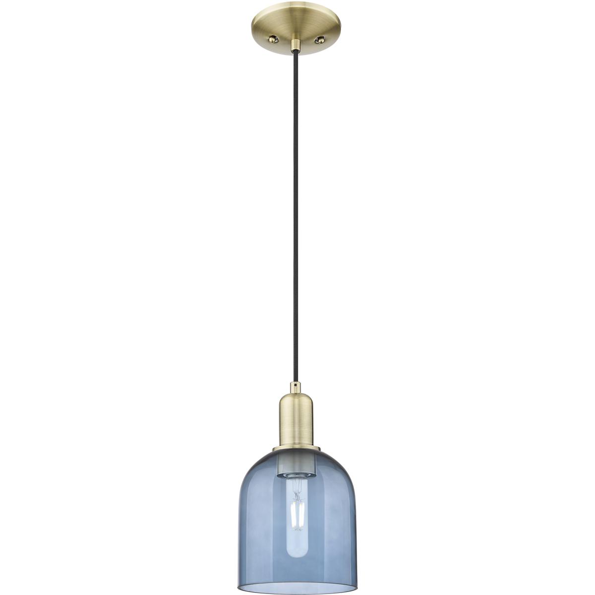 Innovations Lighting 716-1P-AB-G558-6BL Arcadia Bella 1 Light 5.5 inch Antique Brass Mini Pendant Ceiling Light in Blue
