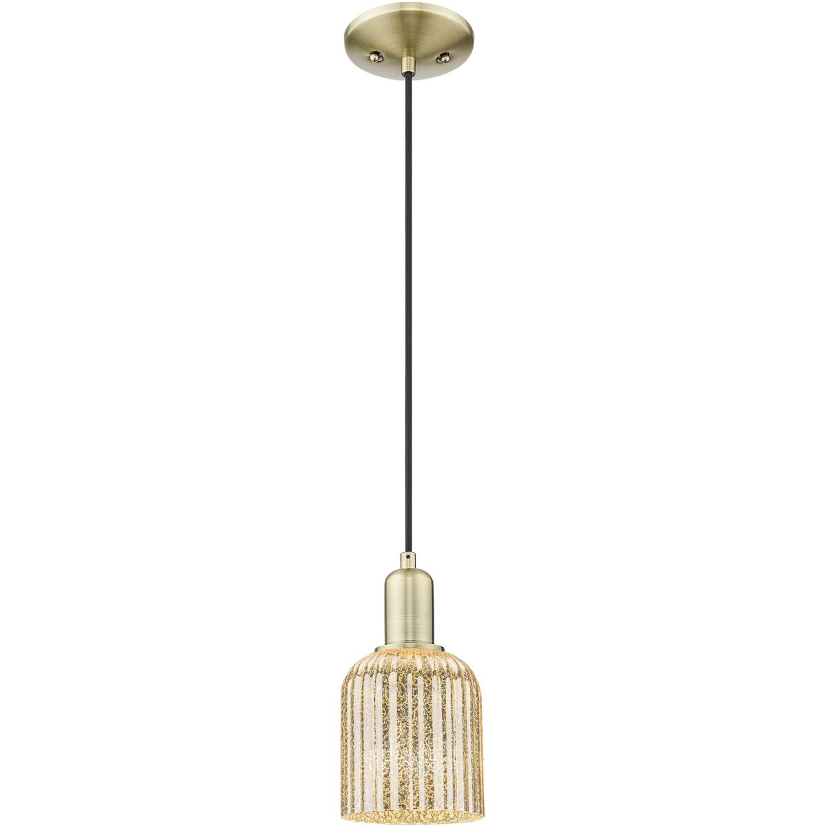 Innovations Lighting 716-1P-AB-G559-5ME Bridal Veil 1 Light 5 inch Antique Brass Mini Pendant Ceiling Light in Mercury Glass