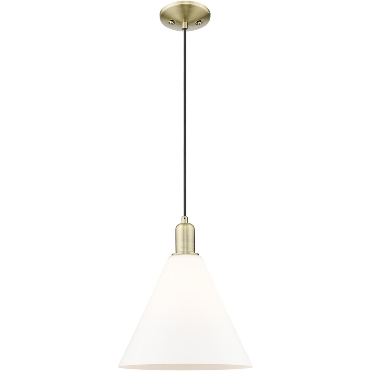 Innovations Lighting 716-1P-AB-GBC-121 Arcadia Berkshire Glass 1 Light 12 inch Antique Brass Mini Pendant Ceiling Light in Matte White