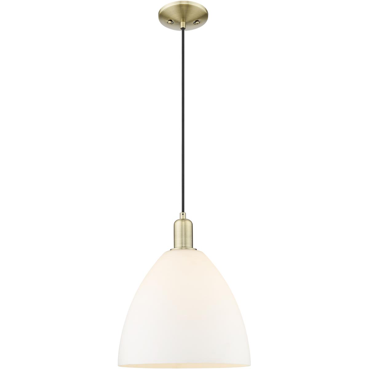 Innovations Lighting 716-1P-AB-GBD-121 Arcadia Bristol 1 Light 12 inch Antique Brass Mini Pendant Ceiling Light in Matte White