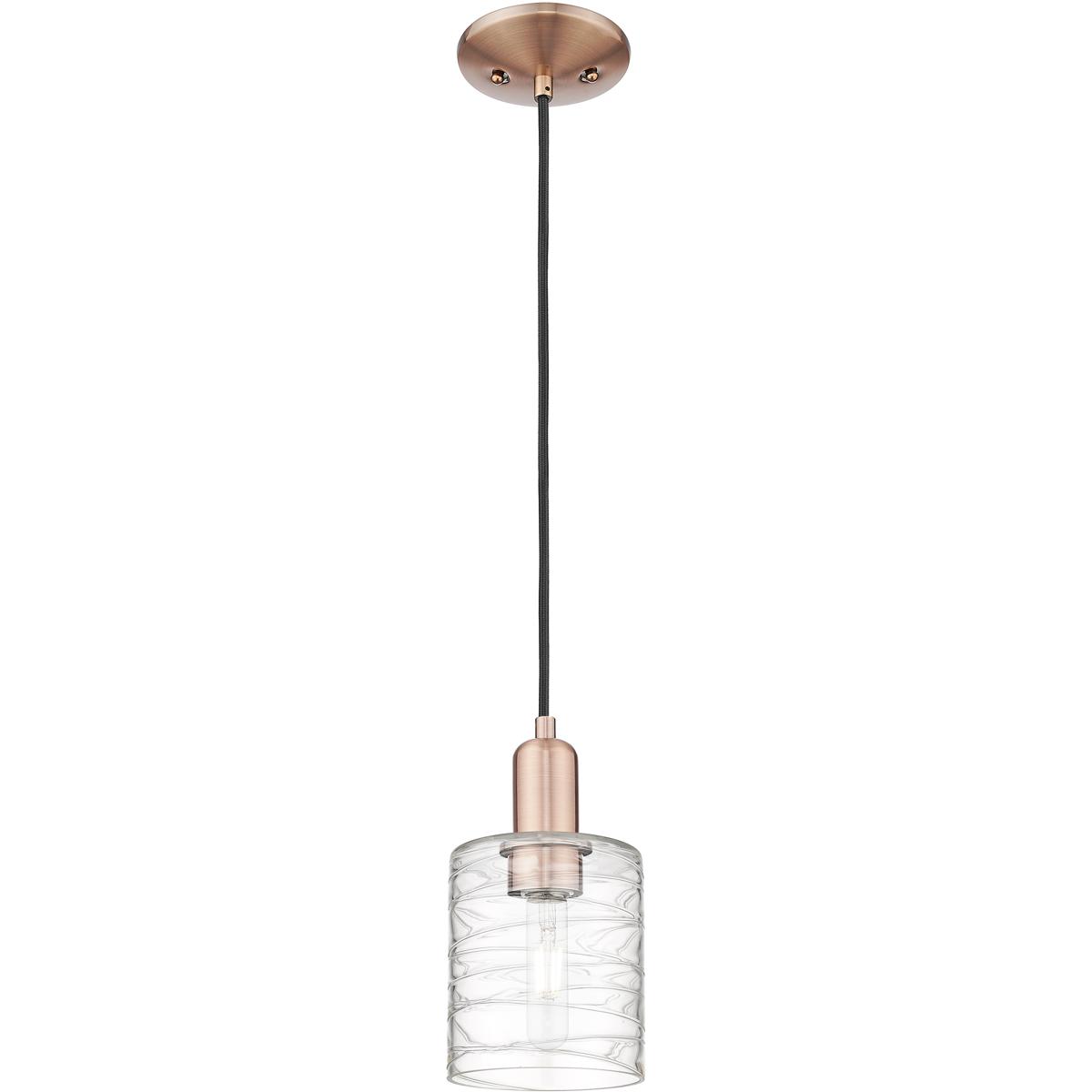Innovations Lighting 716-1P-AC-G1113 Arcadia Cobbleskill 1 Light 5 inch Antique Copper Mini Pendant Ceiling Light in Deco Swirl