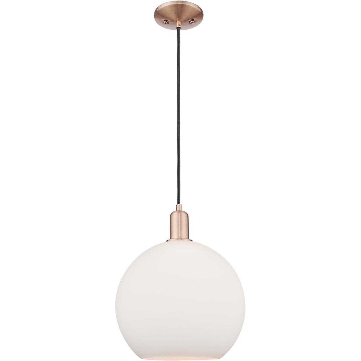 Innovations Lighting 716-1P-AC-G121-12 Arcadia Athens 1 Light 11.75 inch Antique Copper Mini Pendant Ceiling Light in Matte White
