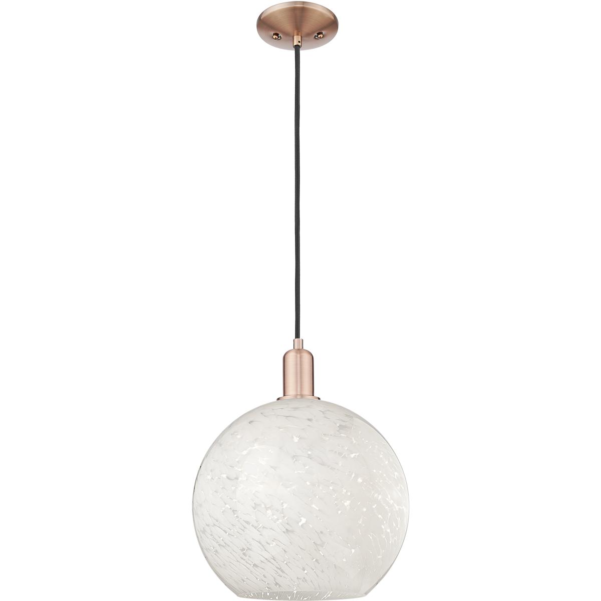 Innovations Lighting 716-1P-AC-G1216-12WM Arcadia White Mouchette 1 Light 12 inch Antique Copper Mini Pendant Ceiling Light