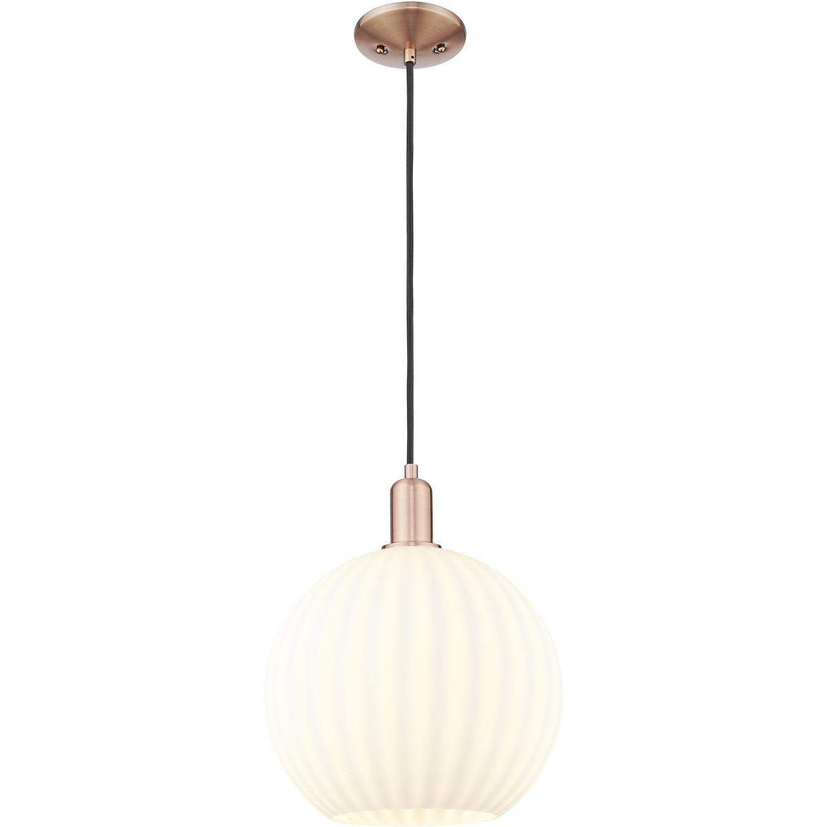 Innovations Lighting 716-1P-AC-G1217-12WV Arcadia White Venetian 1 Light 12 inch Antique Copper Mini Pendant Ceiling Light
