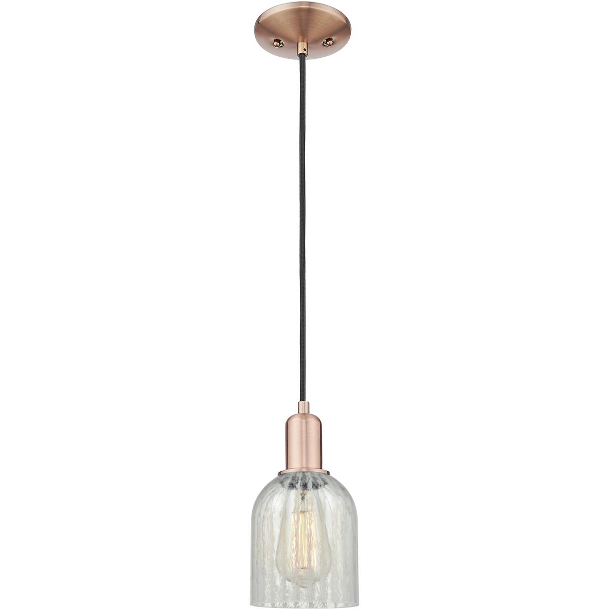 Innovations Lighting 716-1P-AC-G2511 Arcadia Caledonia 1 Light 5 inch Antique Copper Mini Pendant Ceiling Light in Mouchette