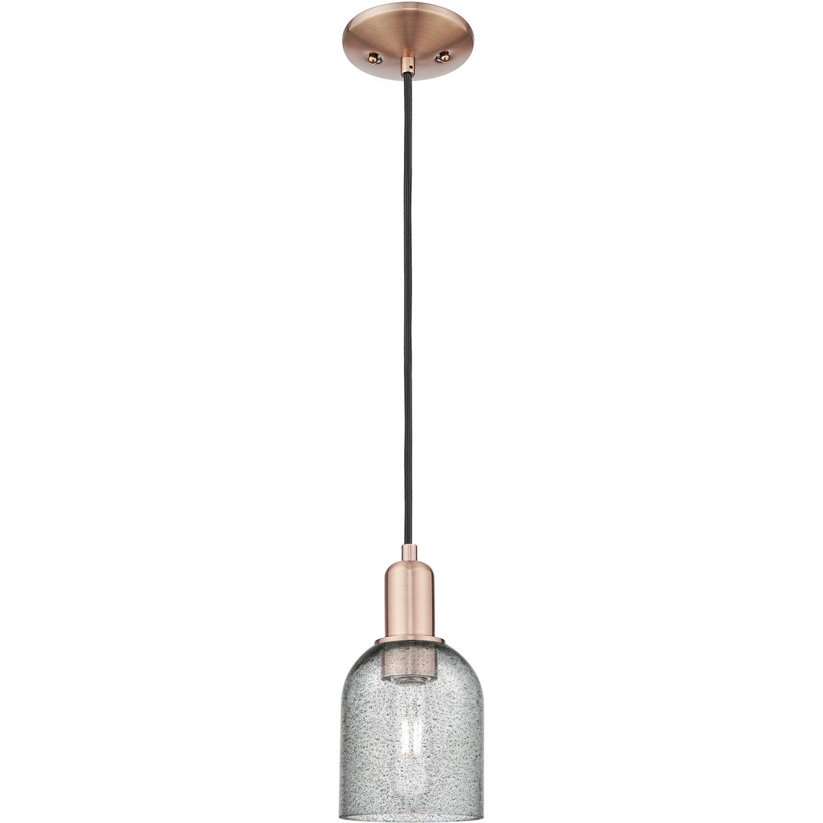 Innovations Lighting 716-1P-AC-G257 Arcadia Caledonia 1 Light 5 inch Antique Copper Mini Pendant Ceiling Light in Charcoal