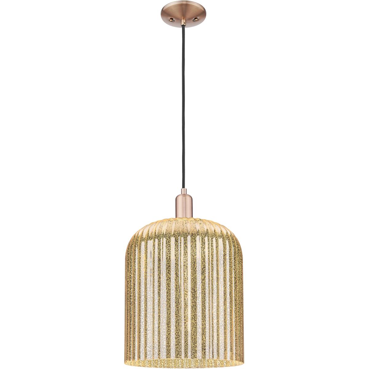 Innovations Lighting 716-1P-AC-G559-12ME Bridal Veil 1 Light 12 inch Antique Copper Mini Pendant Ceiling Light in Mercury Glass