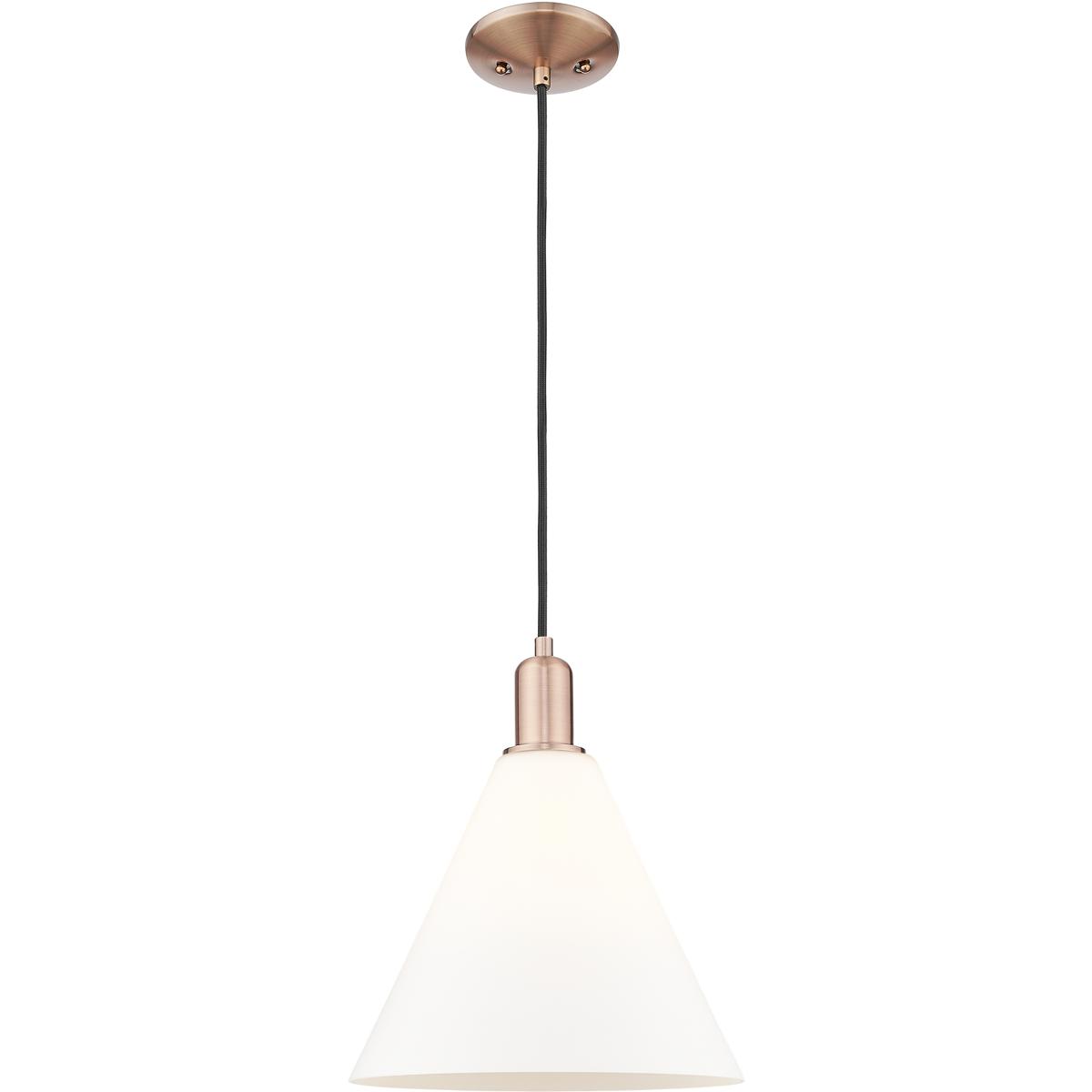 Innovations Lighting 716-1P-AC-GBC-121 Arcadia Berkshire Glass 1 Light 12 inch Antique Copper Mini Pendant Ceiling Light in Matte White