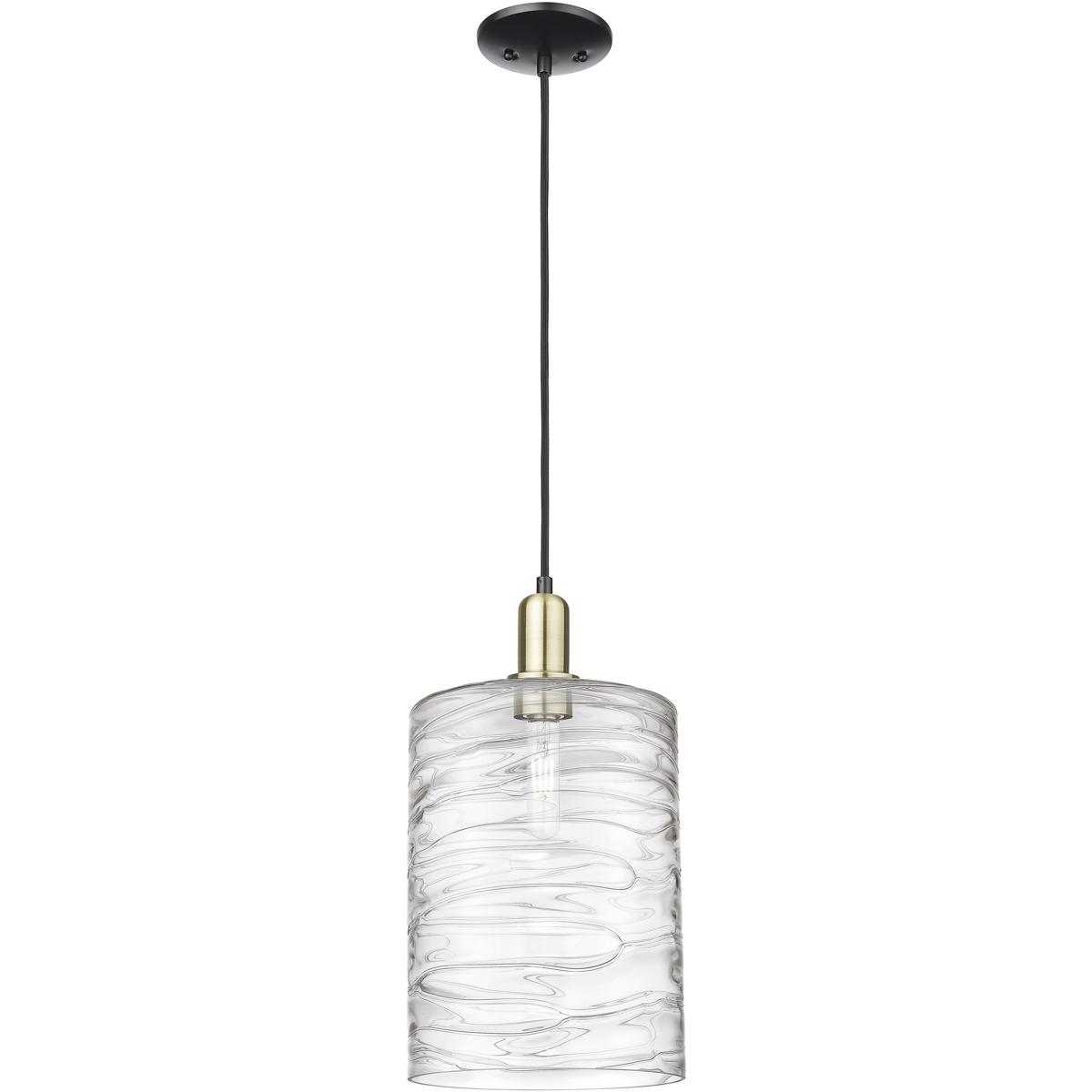 Innovations Lighting 716-1P-BAB-G1113 Arcadia Cobbleskill 1 Light 5 inch Black Antique Brass Mini Pendant Ceiling Light in Deco Swirl