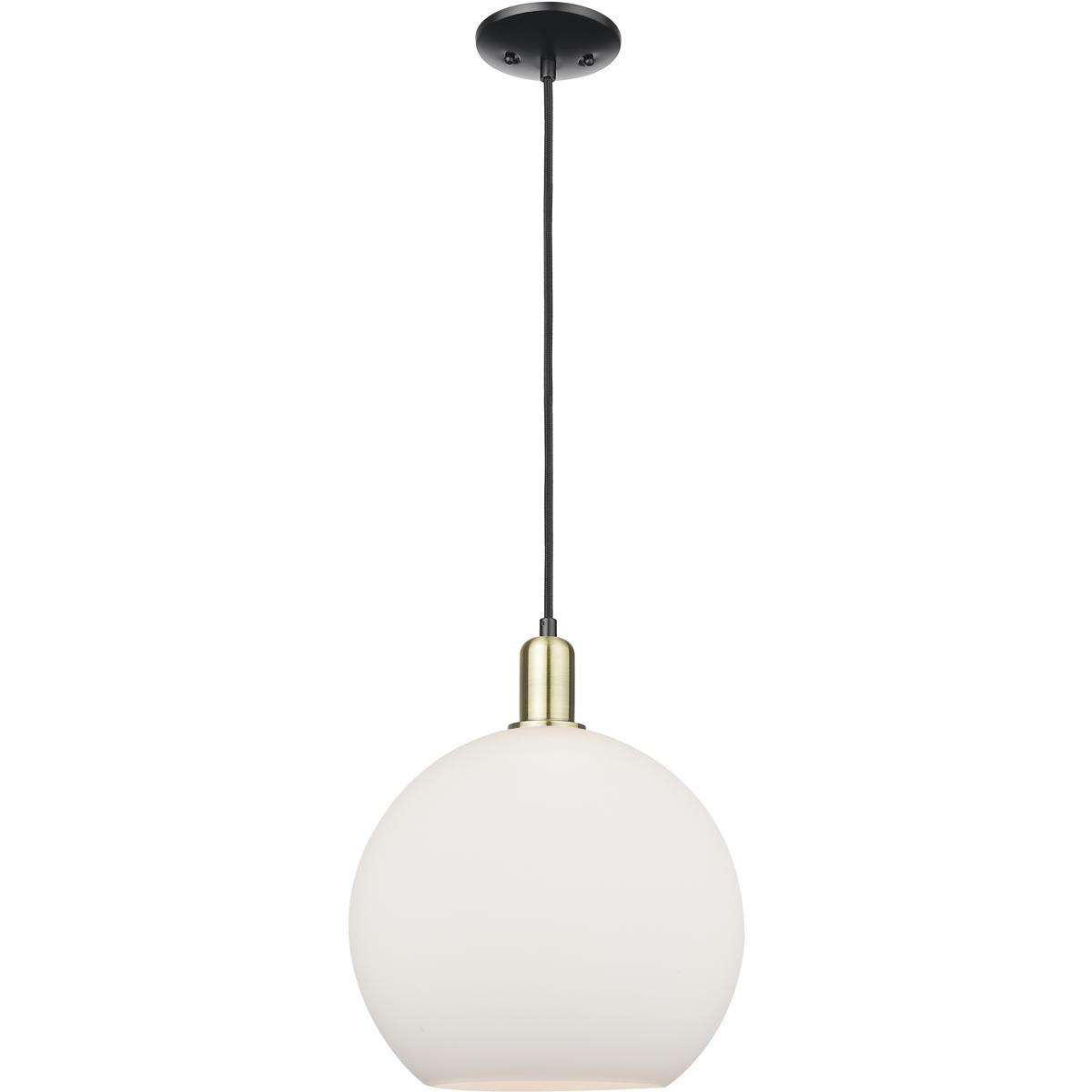 Innovations Lighting 716-1P-BAB-G121-12 Arcadia Athens 1 Light 11.75 inch Black Antique Brass Mini Pendant Ceiling Light in Matte White