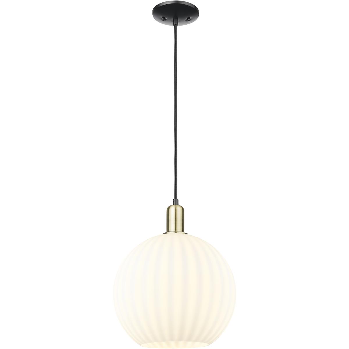 Innovations Lighting 716-1P-BAB-G1217-12WV Arcadia White Venetian 1 Light 12 inch Black Antique Brass Mini Pendant Ceiling Light