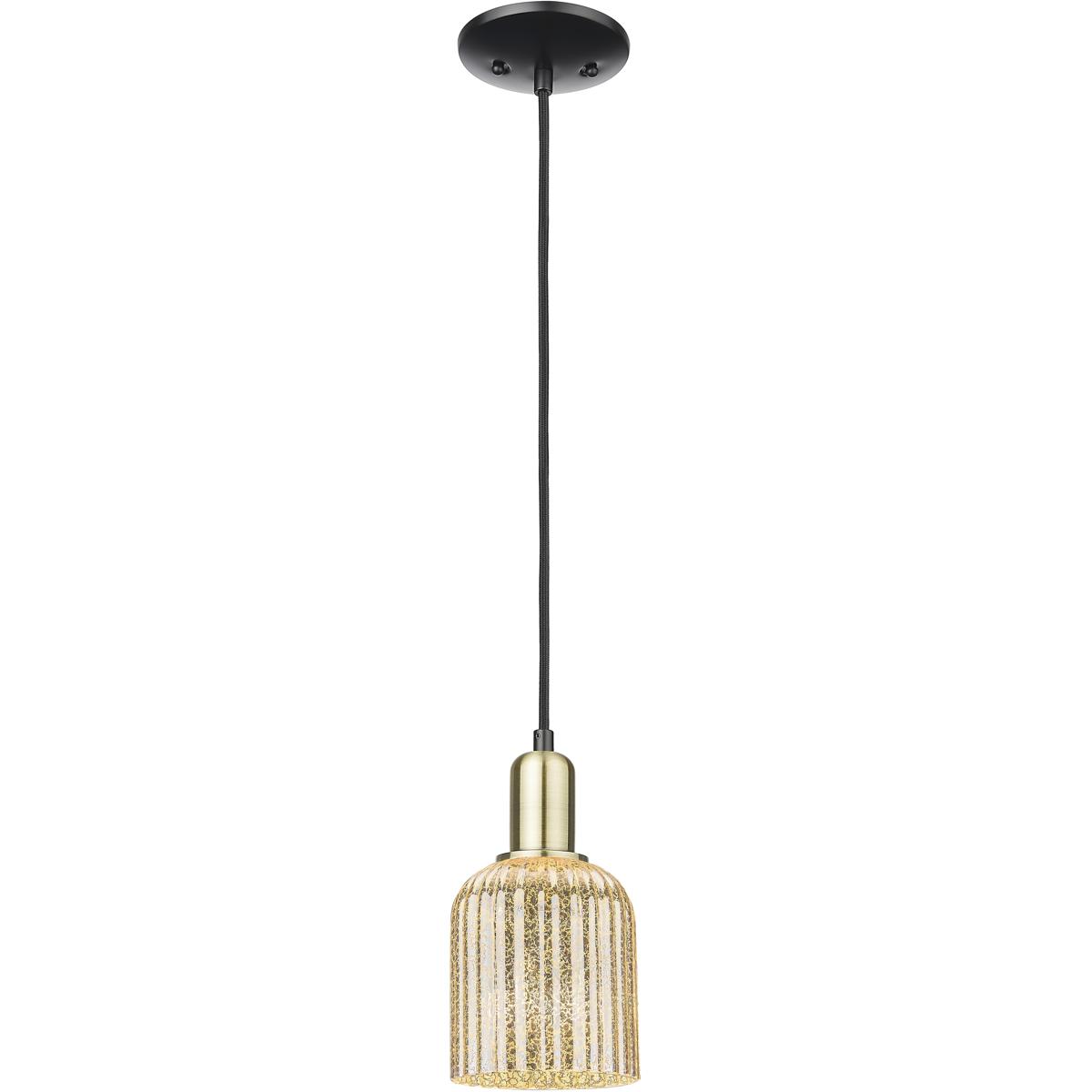 Innovations Lighting 716-1P-BAB-G559-5ME Bridal Veil 1 Light 5 inch Black Antique Brass Mini Pendant Ceiling Light in Mercury Glass