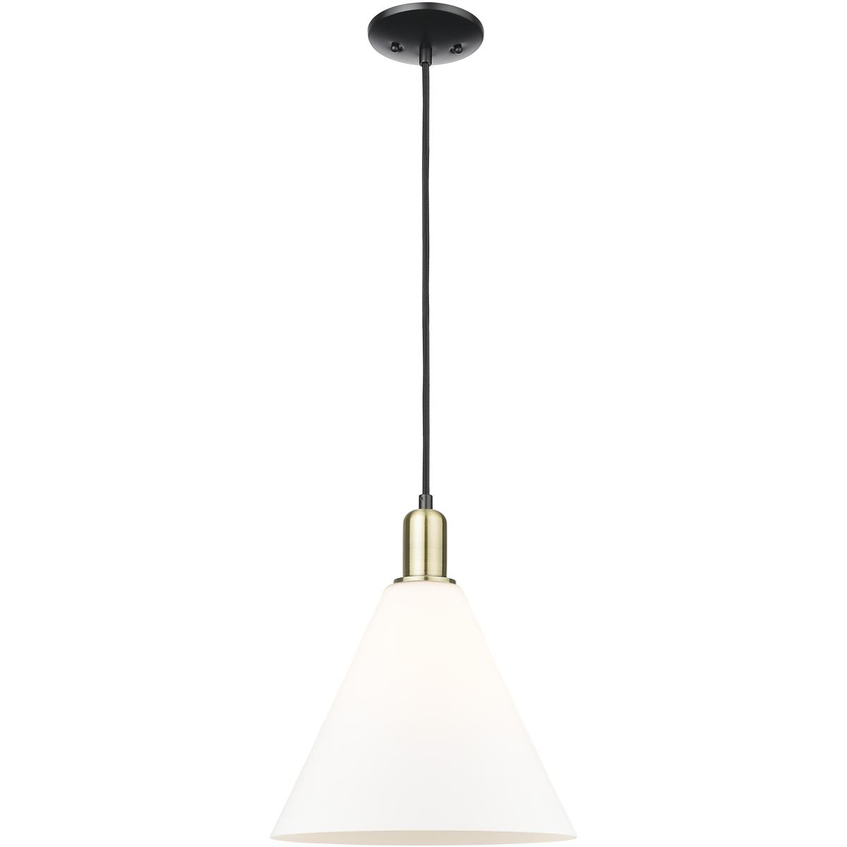 Innovations Lighting 716-1P-BAB-GBC-121 Arcadia Berkshire Glass 1 Light 12 inch Black Antique Brass Mini Pendant Ceiling Light in Matte White