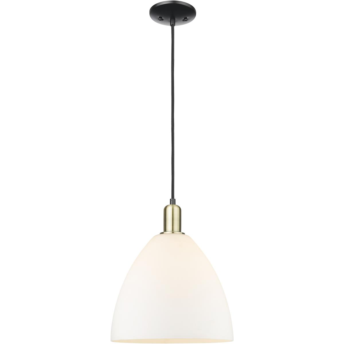 Innovations Lighting 716-1P-BAB-GBD-121 Arcadia Bristol 1 Light 12 inch Black Antique Brass Mini Pendant Ceiling Light in Matte White