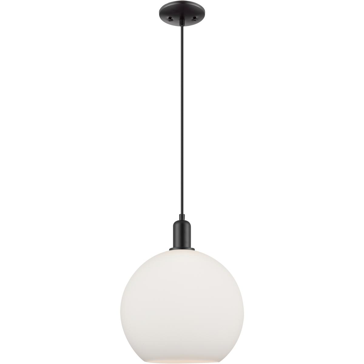 Innovations Lighting 716-1P-BK-G121-12 Arcadia Athens 1 Light 11.75 inch Matte Black Mini Pendant Ceiling Light in Matte White