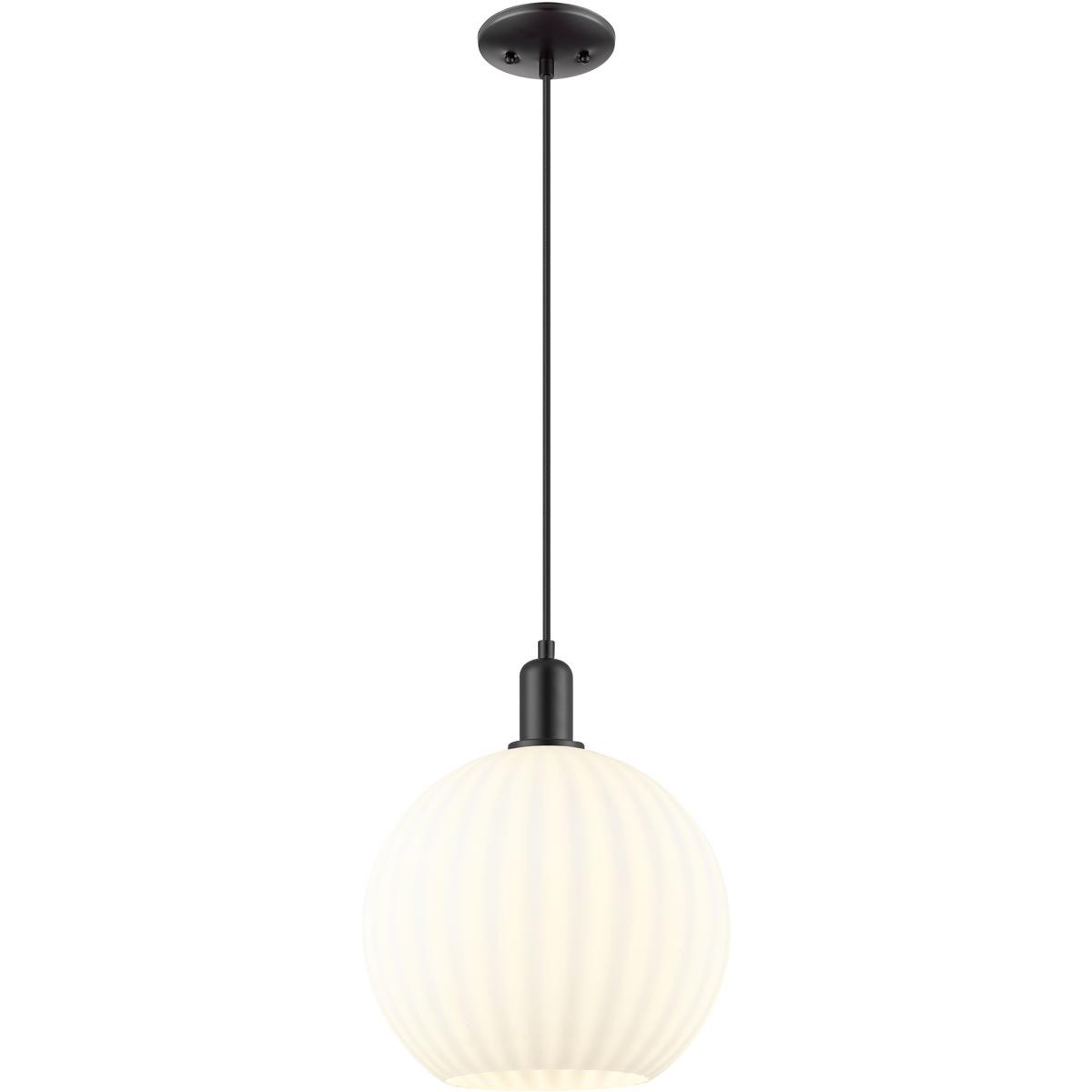 Innovations Lighting 716-1P-BK-G1217-12WV Arcadia White Venetian 1 Light 12 inch Matte Black Mini Pendant Ceiling Light