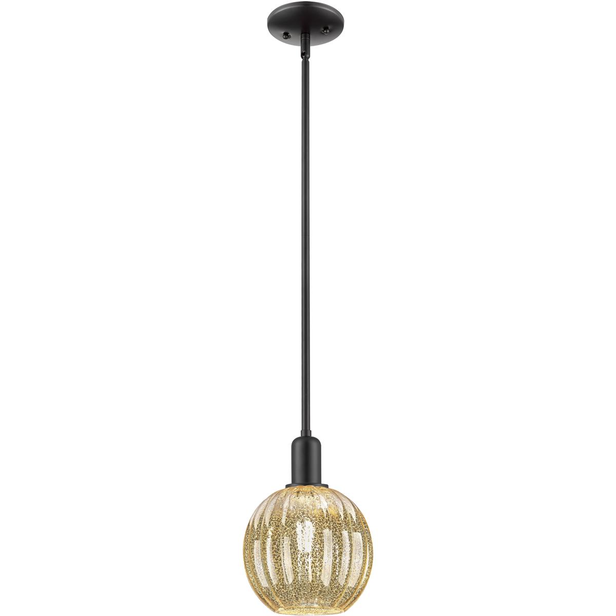 Innovations Lighting 716-1P-BK-G458-7ME Preston 1 Light 7 inch Matte Black Mini Pendant Ceiling Light in Mercury Glass