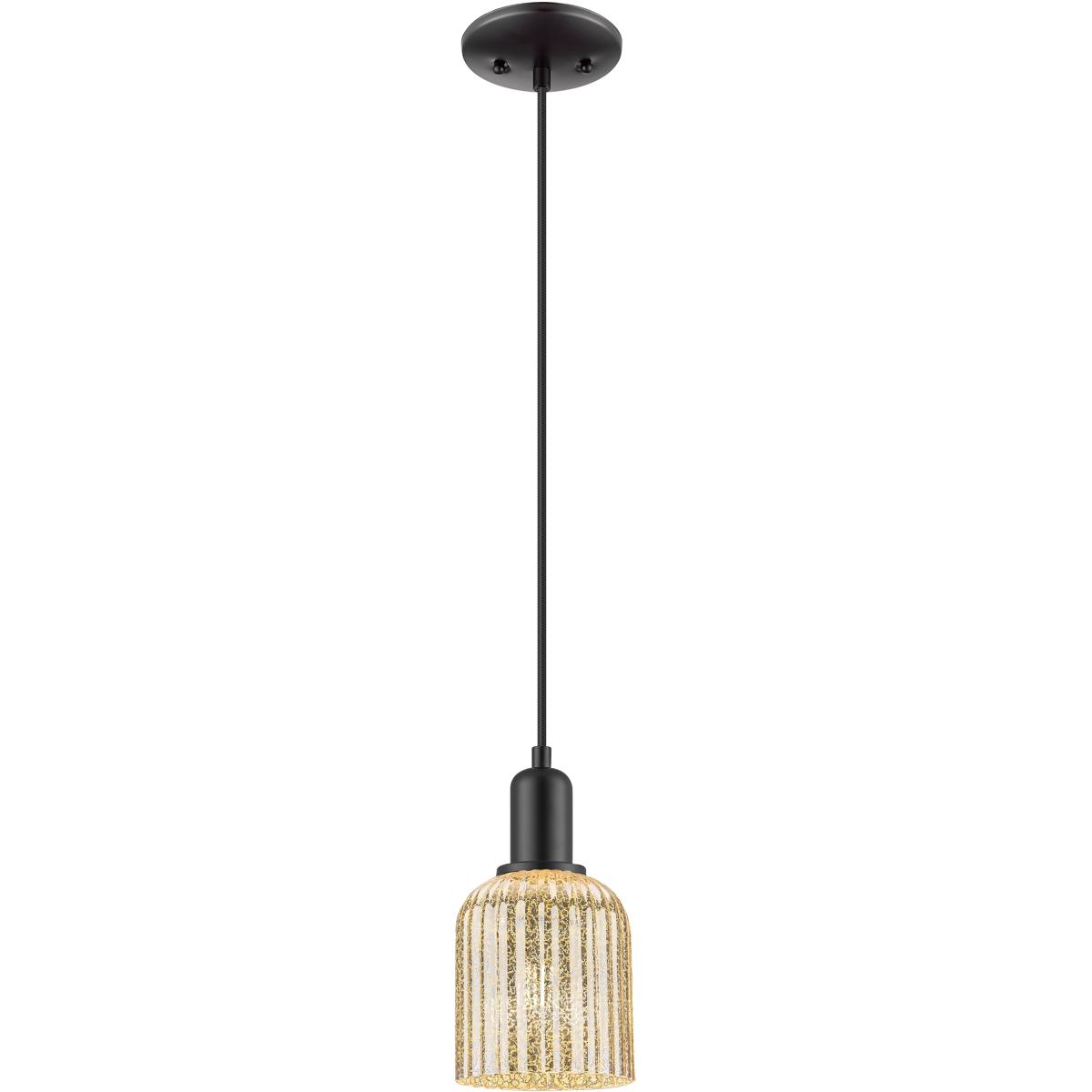 Innovations Lighting 716-1P-BK-G559-5ME Bridal Veil 1 Light 5 inch Matte Black Mini Pendant Ceiling Light in Mercury Glass