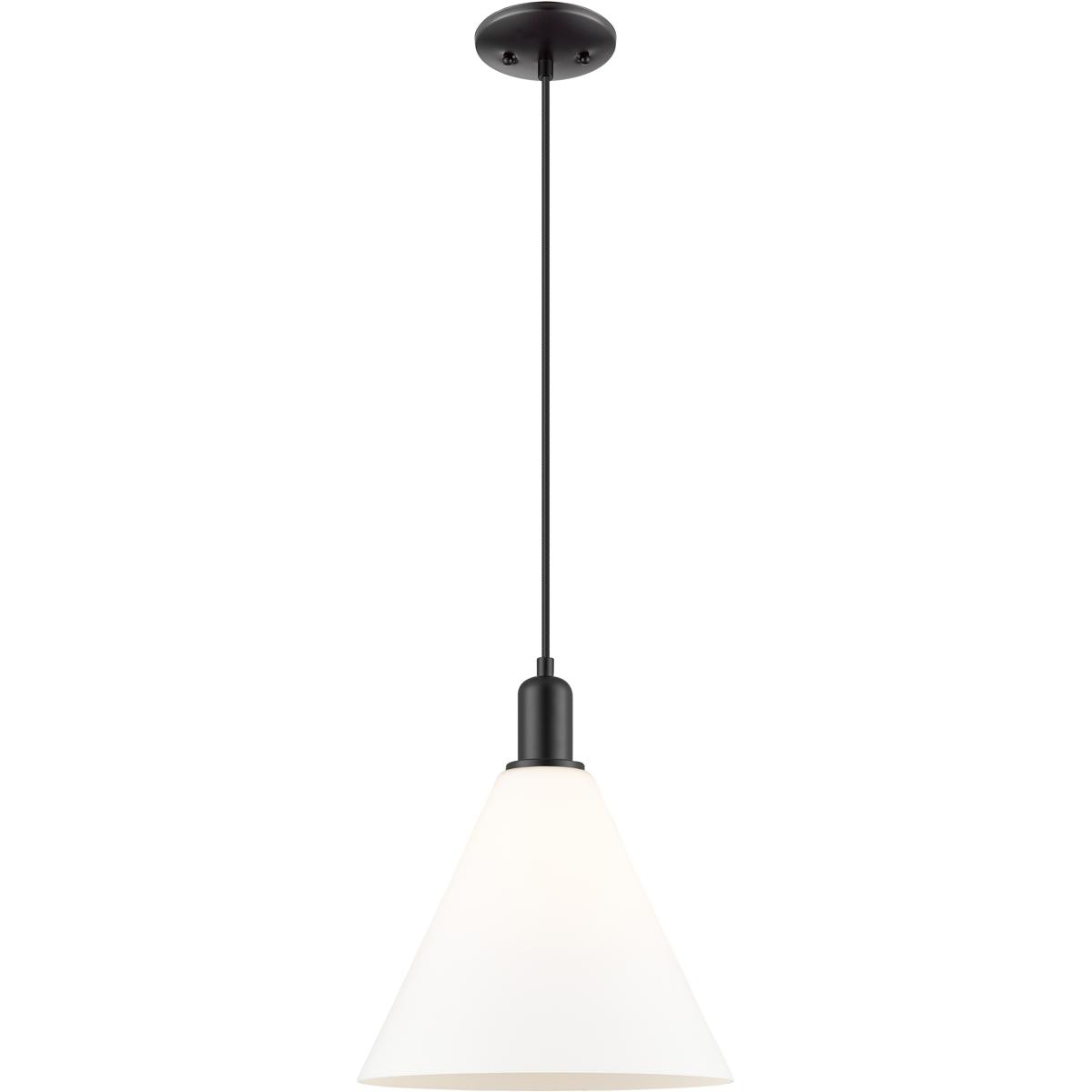 Innovations Lighting 716-1P-BK-GBC-121 Arcadia Berkshire Glass 1 Light 12 inch Matte Black Mini Pendant Ceiling Light in Matte White