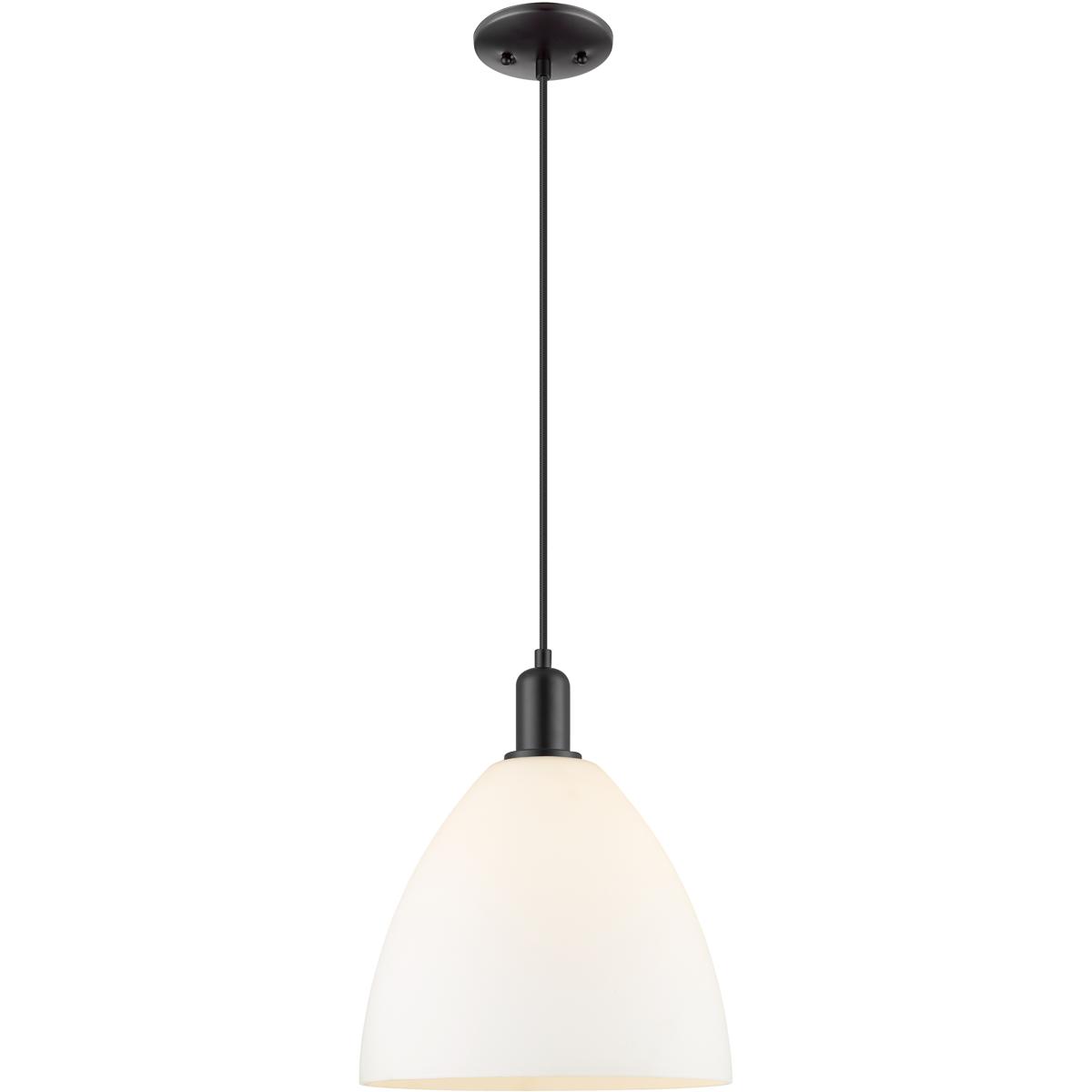 Innovations Lighting 716-1P-BK-GBD-121 Arcadia Bristol 1 Light 12 inch Matte Black Mini Pendant Ceiling Light in Matte White