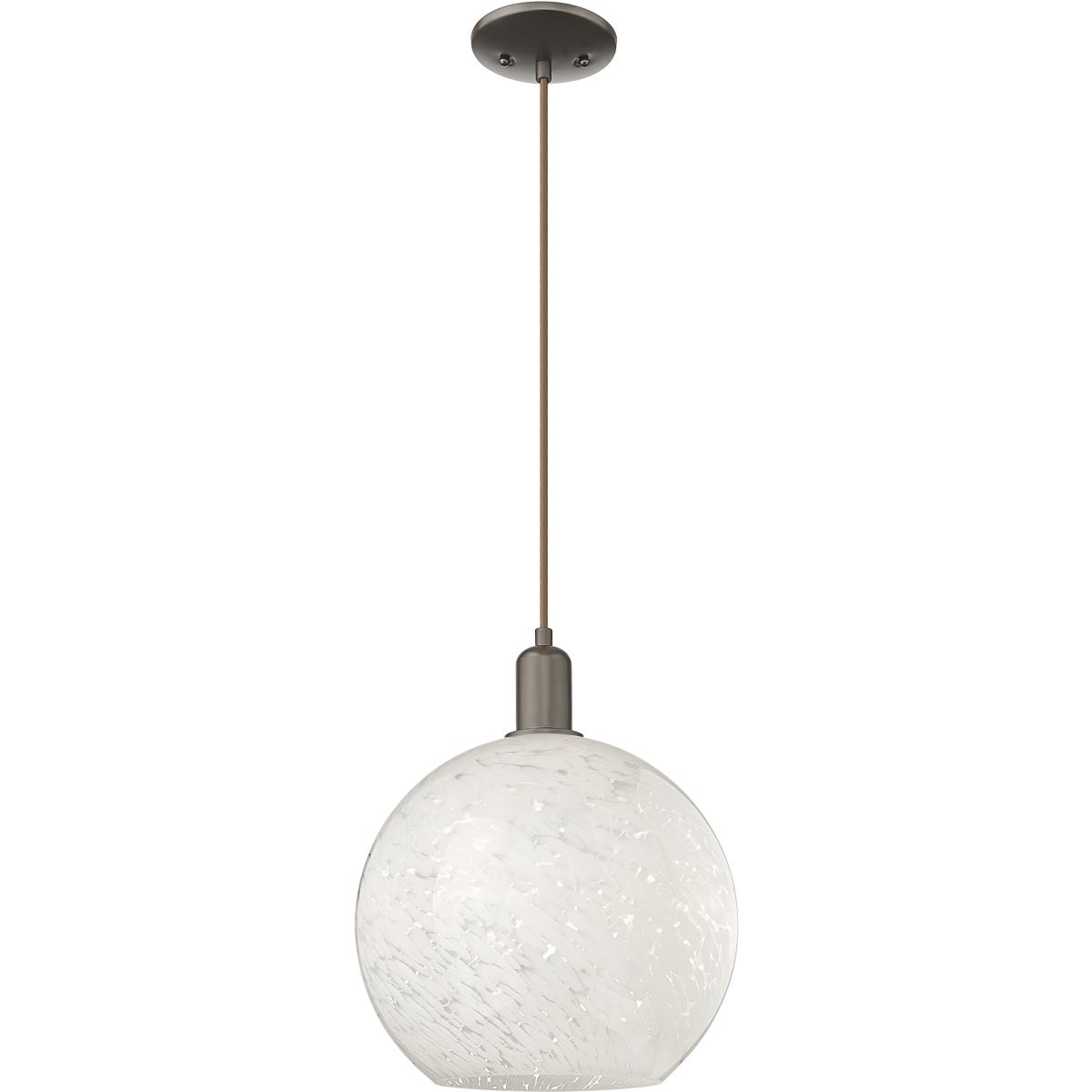 Innovations Lighting 716-1P-OB-G1216-12WM Arcadia White Mouchette 1 Light 12 inch Oil Rubbed Bronze Mini Pendant Ceiling Light