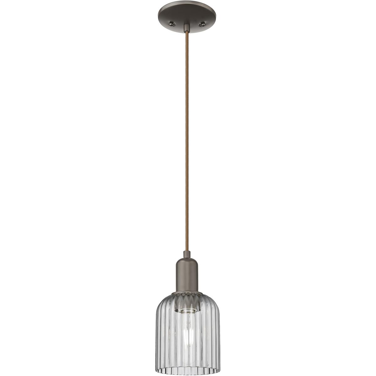 Innovations Lighting 716-1P-OB-G559-5SM Bridal Veil 1 Light 5 inch Oil Rubbed Bronze Mini Pendant Ceiling Light in Light Smoke Glass